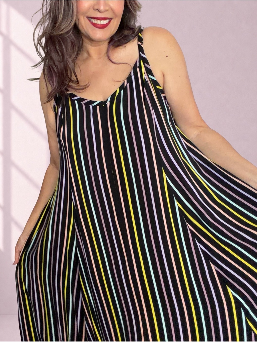 Torrid Pastel Rainbow Stripe Rayon Swing Maxi Dress Size 2 2X